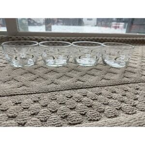 Set Of 4-Libbey Christmas Leaping Deer with Snowflakes‎ Small Glass Bowls